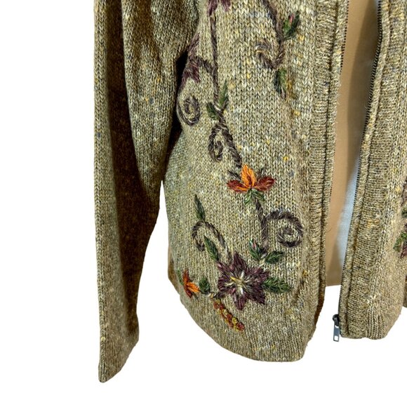 Vintage Graffiti Embroidered Zip Cardigan Sweater - Picture 3 of 8